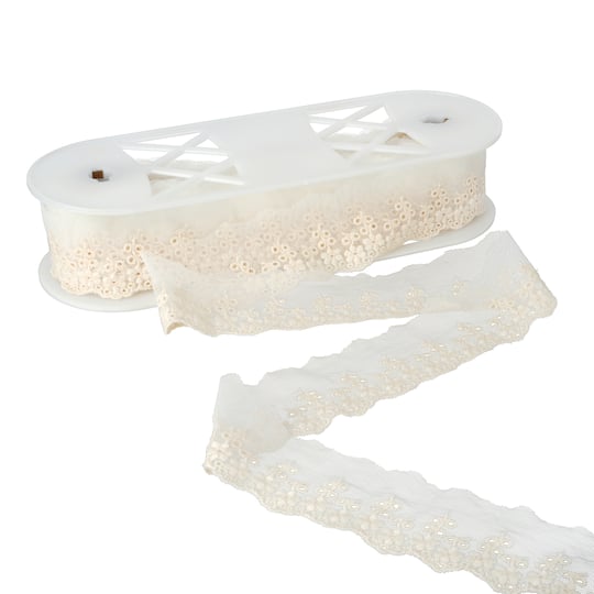 2.2" Ivory Embroidered Lace Trim by Celebrate It®